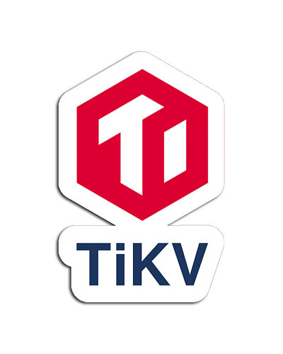 The image shows the logo of TikV, featuring a red hexagon with a white 'T' inside and the word 'TiKV' in blue below it. (Captioned by AI)